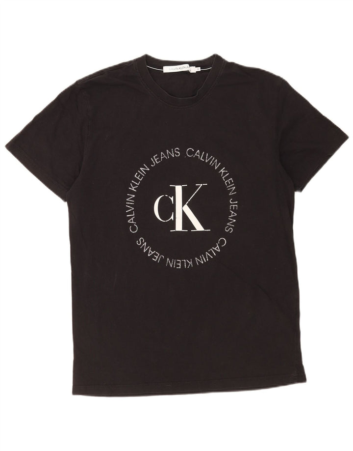 Męska koszulka z grafiką Calvin Klein Jeans Top, średnia czarna bawełna
