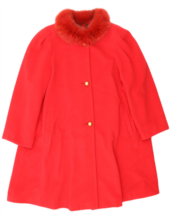 Vintage damski płaszcz oversize IT 44 średni czerwony wełniany