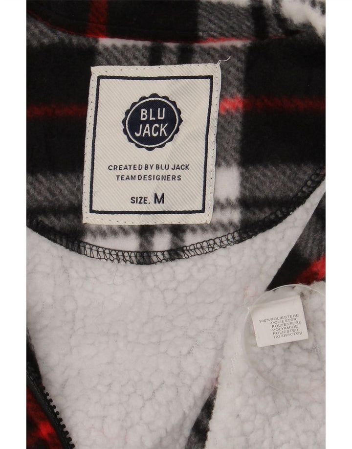 Vintage męska koszula flanelowa Sherpa drwal, średnia czarna krata, poliester