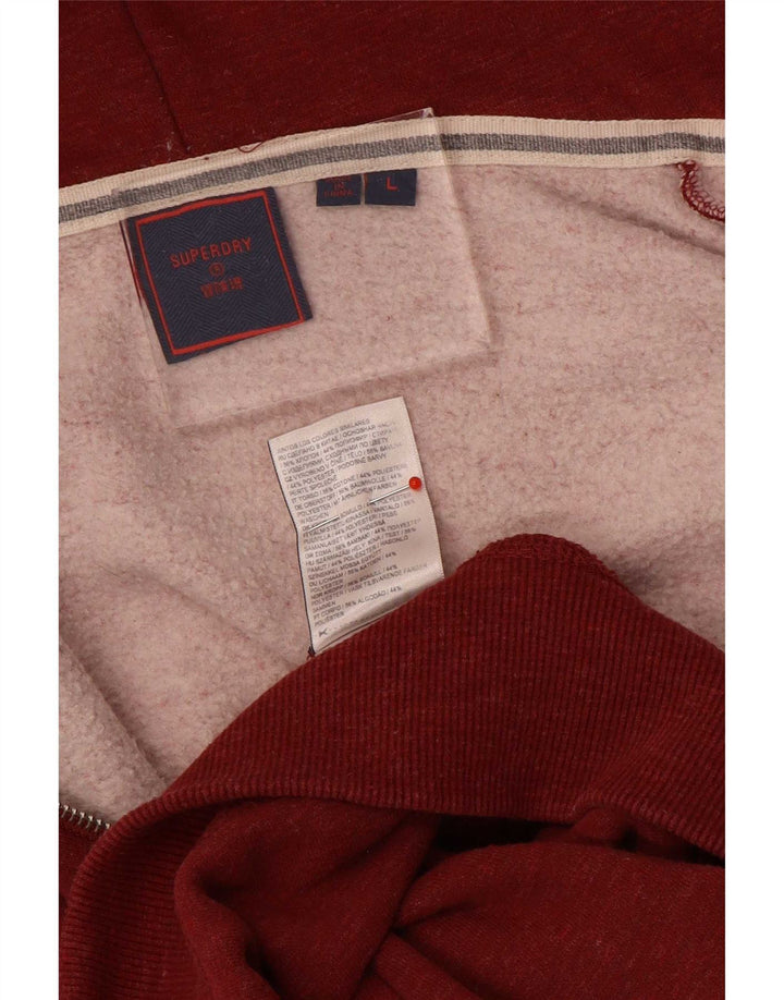 Męski sweter z kapturem i zamkiem błyskawicznym Superdry, duży, czerwony, bawełniany