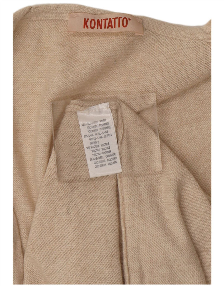 KONTATTO Damski sweter rozpinany o przedłużonym fasonie UK 14 Średni beżowy poliamid