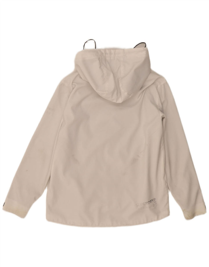 Damska kurtka wiatrówka Superdry z kapturem, oversize UK 10, mała, biała