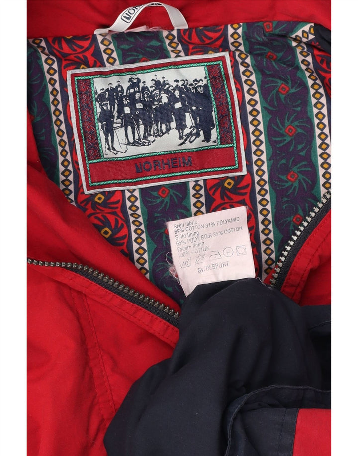Męska kurtka Anorak z kapturem NORHEIM UK 40, duża, bawełniana w bloki kolorów w kolorze czerwonym