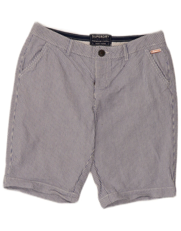 Damskie spodenki Chino Superdry UK 8 Small W30 Niebieskie bawełniane w prążki