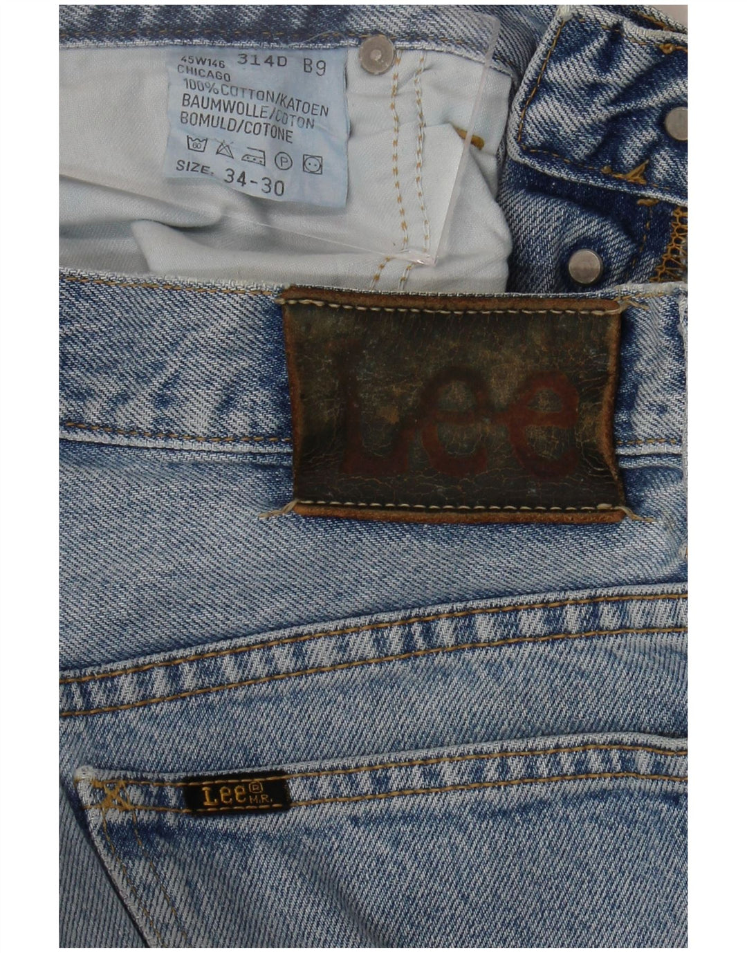 Męskie proste dżinsy Lee W34 L30 Niebieskie bawełniane