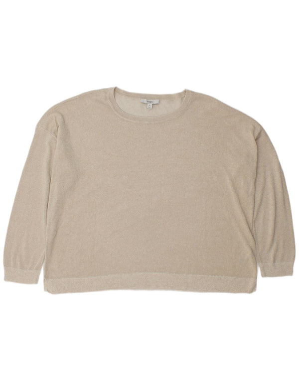 Marks & Spencer Womens Oversized Boat Neck Jumper Sweater UK 18 XL Beige