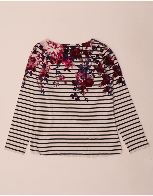 Damski top graficzny Joules z długim rękawem, UK 6 XS, bawełna w białe paski