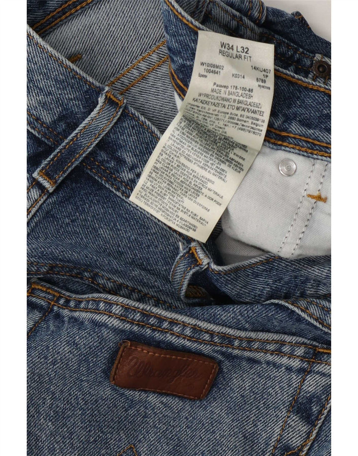 Męskie jeansy Wrangler o prostym kroju W34 L32, niebieska bawełna