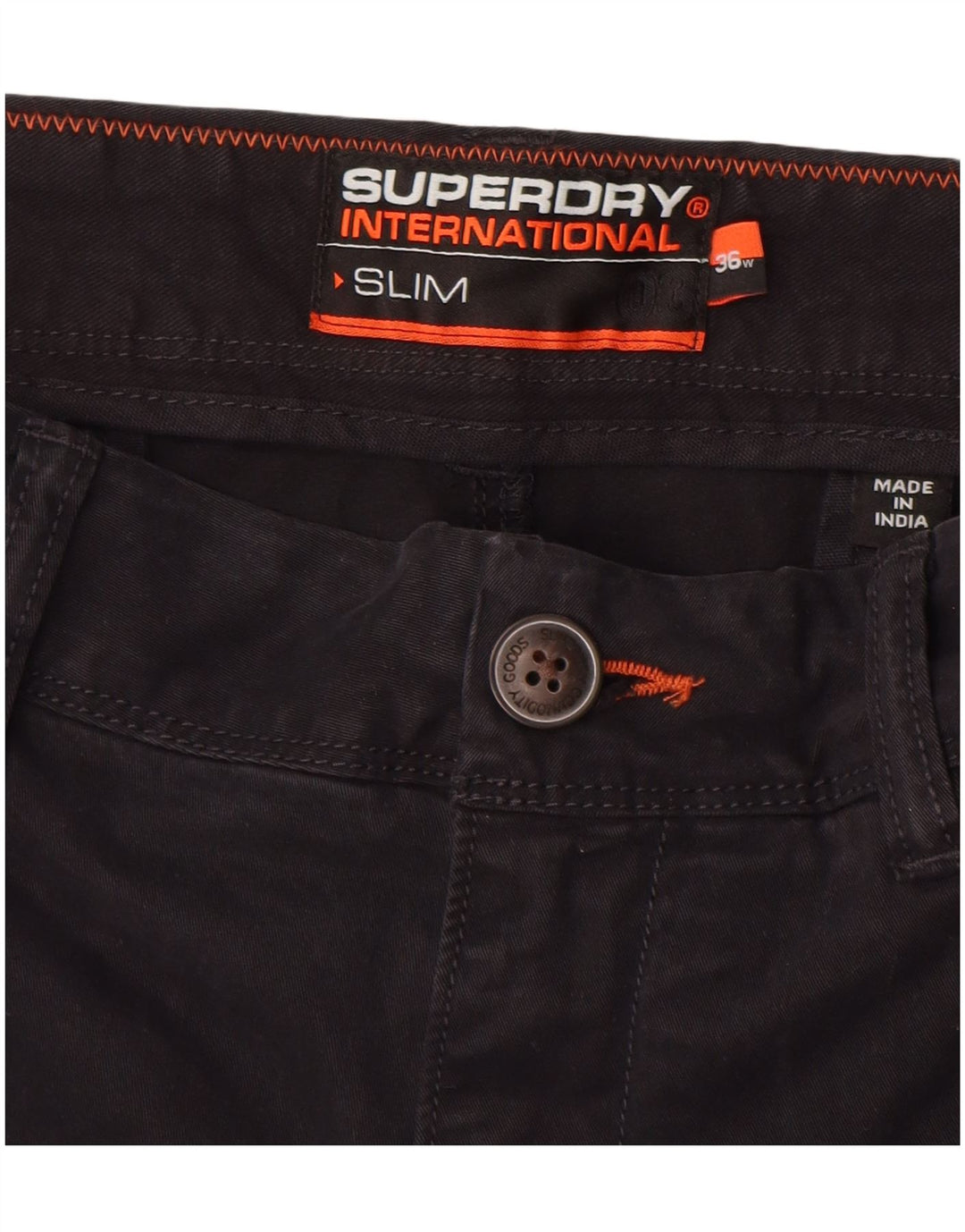 Męskie spodenki Chino Superdry W36, duże, czarne, bawełniane