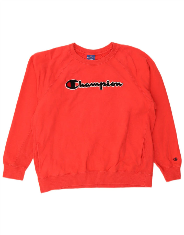 Męski sweter z grafiką Champion, duży, czerwony, bawełniany