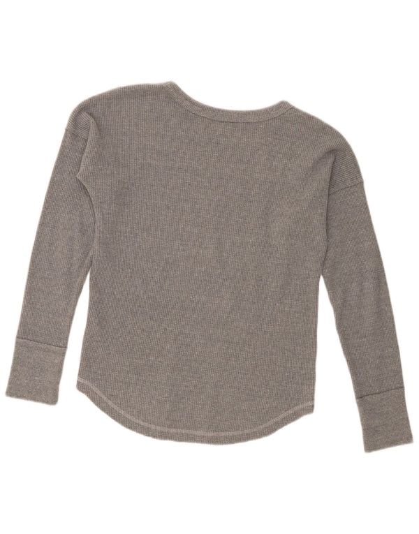 Damski top oversize z grafiką Abercrombie & Fitch z długim rękawem, UK 6 XS, szary