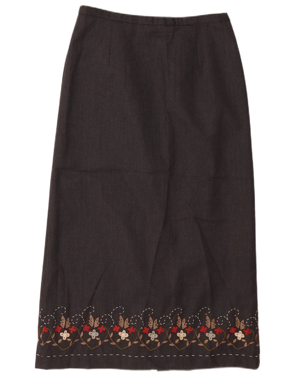 PENDLETON Damska spódnica Maxi US 10 Medium W28 Szara, kwiatowa, dziewicza wełna