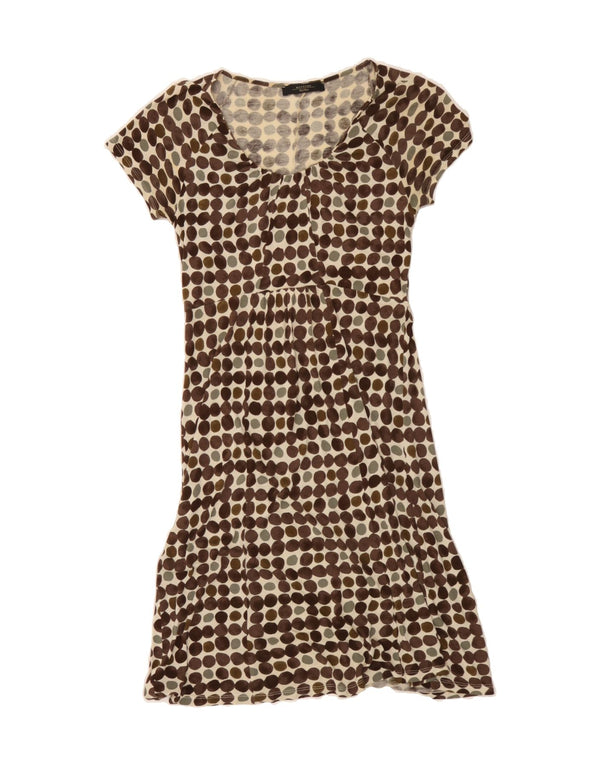MAX MARA Womens A-Line Dress UK 10 Small Brown Polka Dot