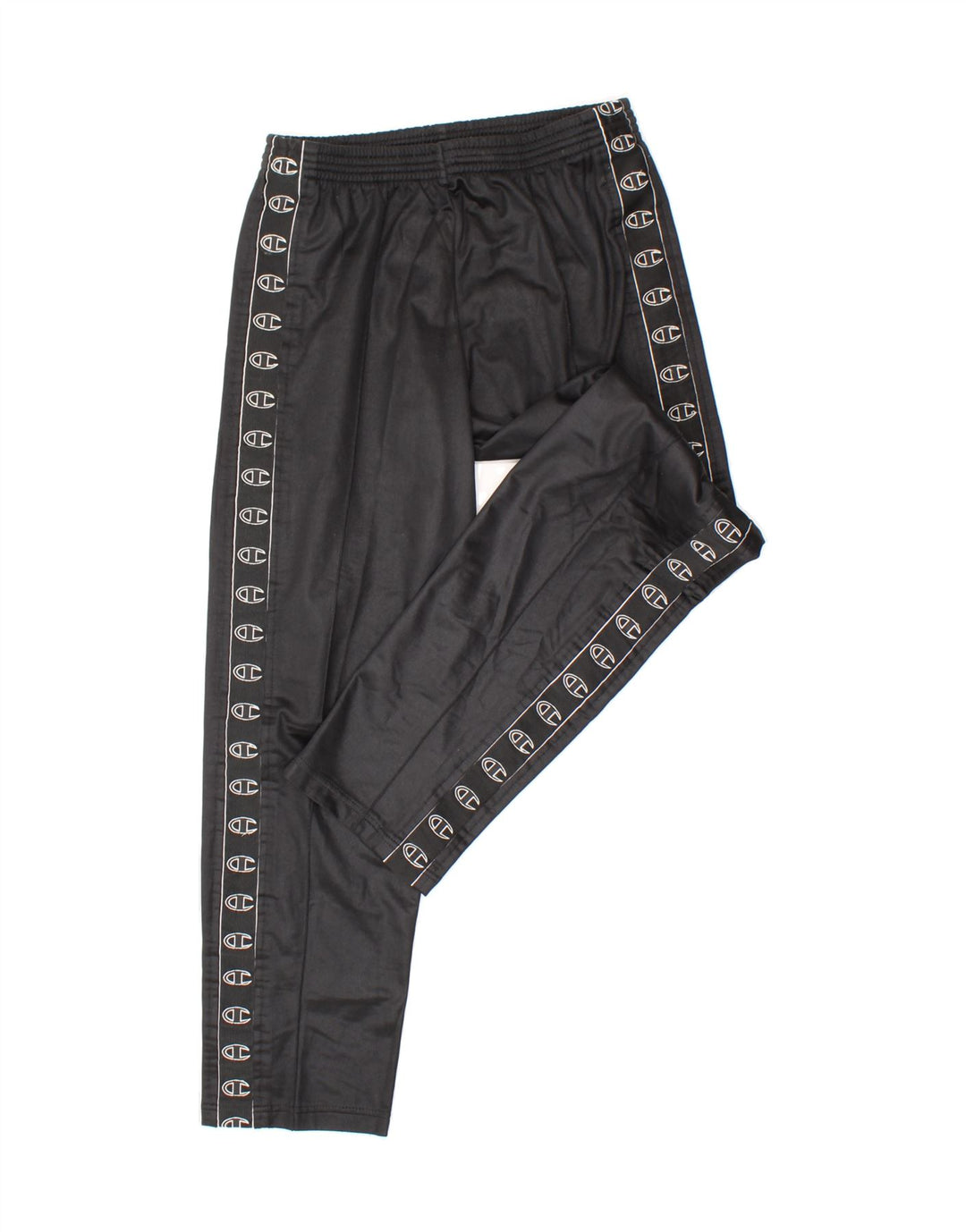 CHAMPION Womens Graphic Tracksuit Trousers UK 14 Medium Black Polyester Vintage Champion and Second-Hand Champion from Messina Hembry 