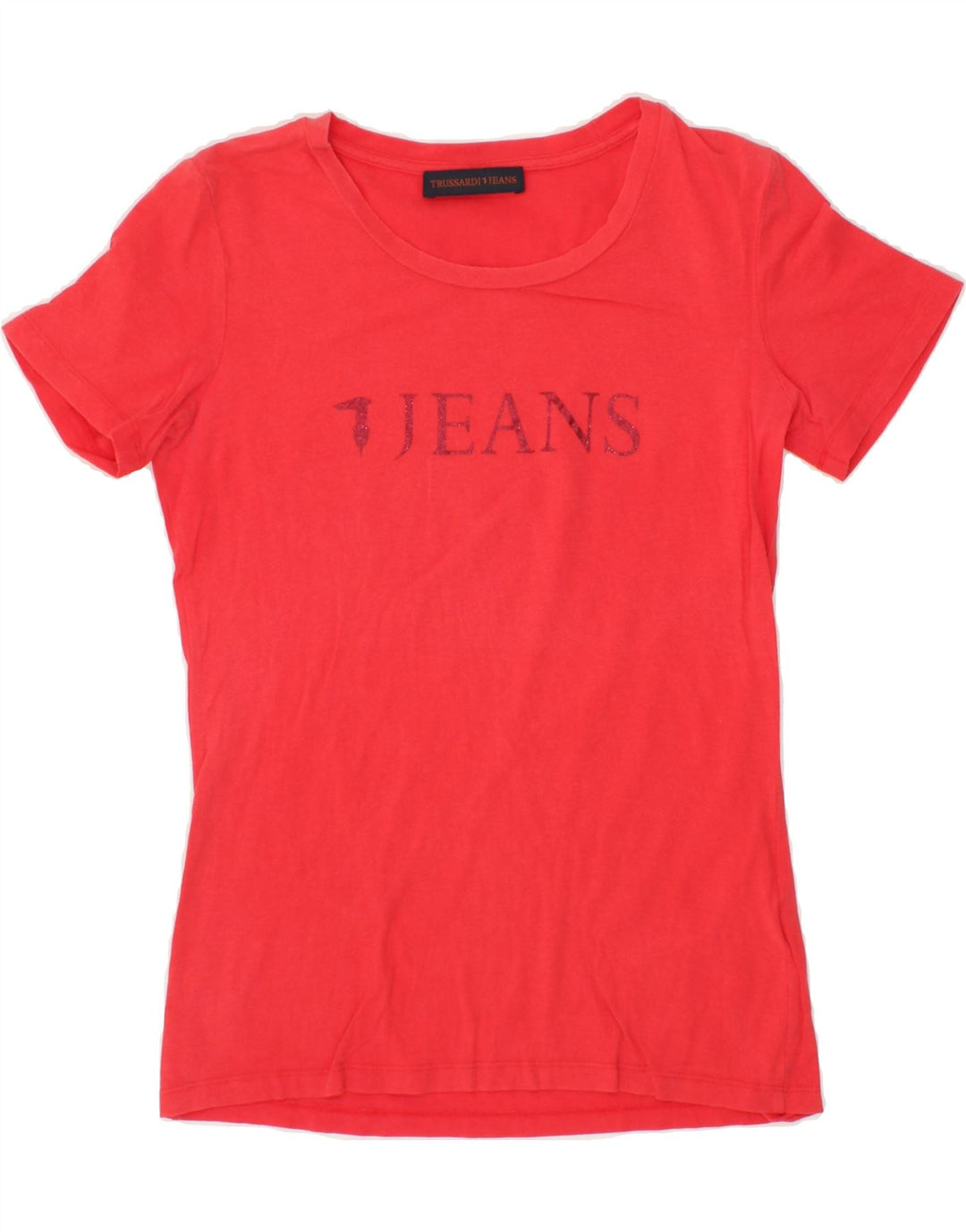TRUSSARDI JEANS Womens Graphic T-Shirt Top UK 12 Medium Red Vintage Trussardi Jeans and Second-Hand Trussardi Jeans from Messina Hembry 