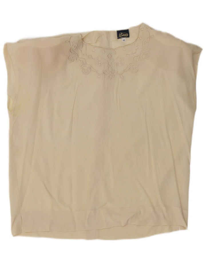 LORENA Womens Blouse Top IT 44 Medium Off White Acetate