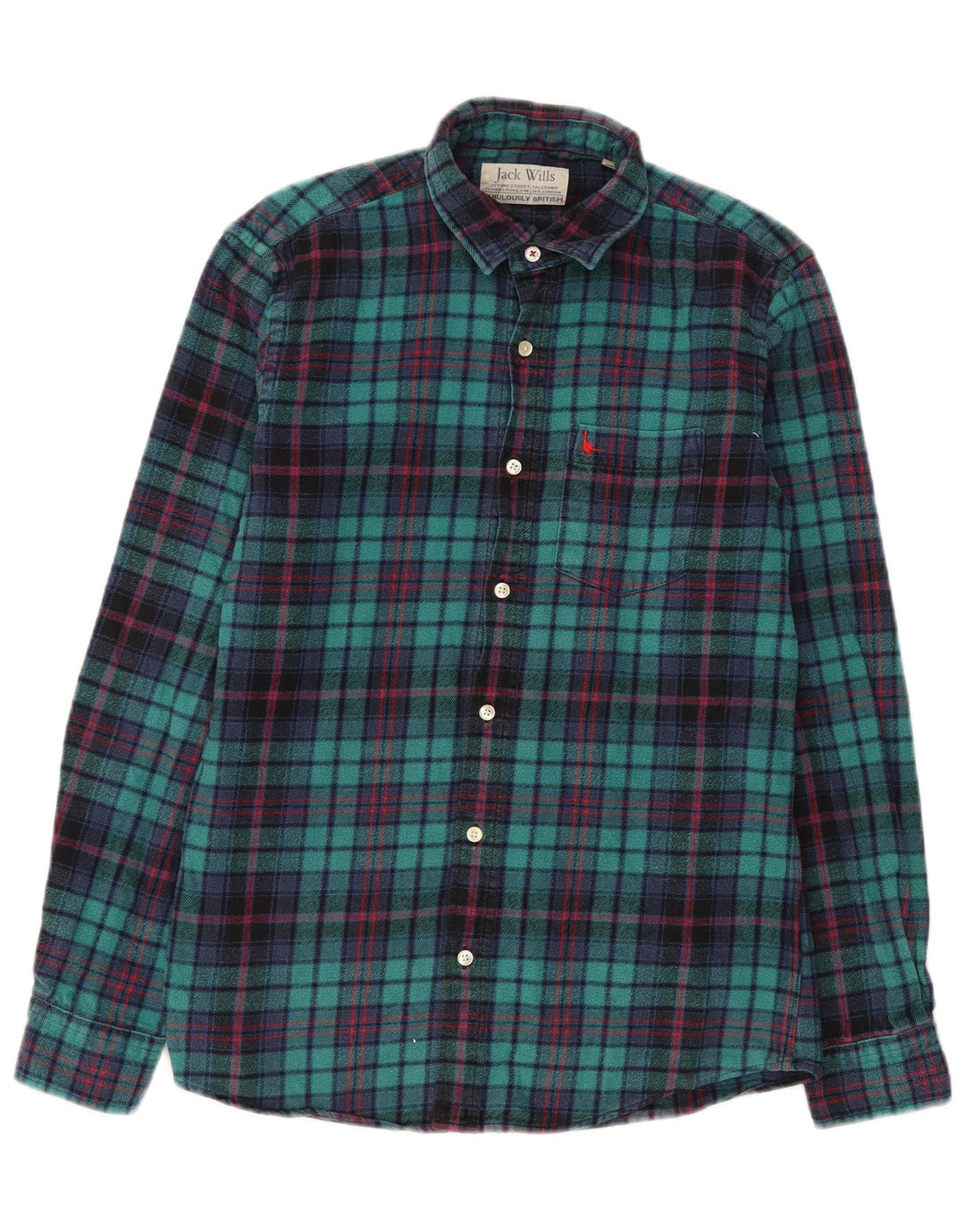 Męska koszula flanelowa Jack Wills, bawełniana w średnią zieloną kratkę