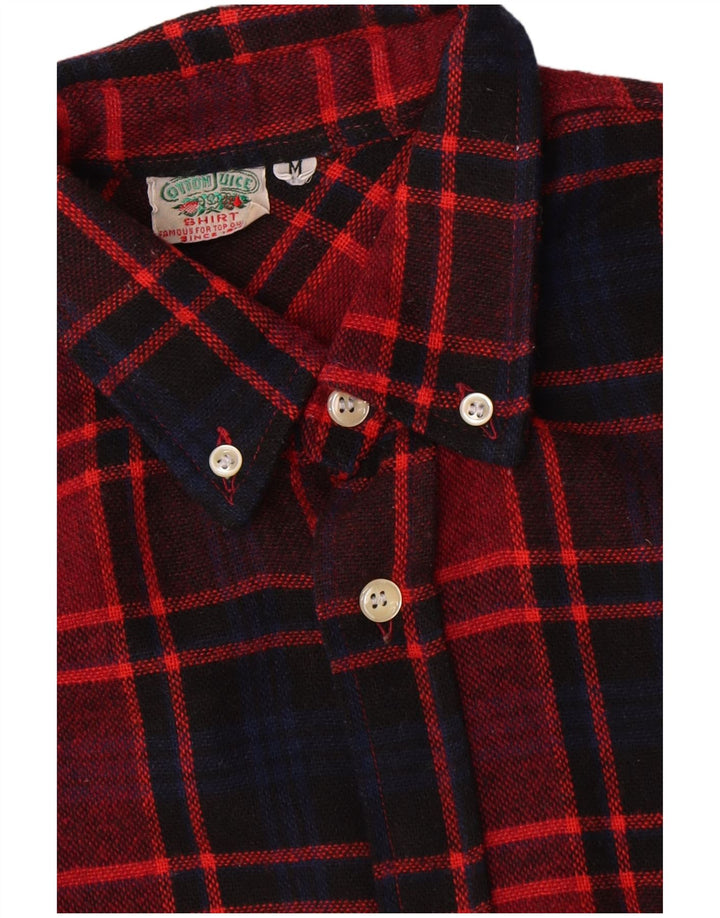 Vintage męska koszula flanelowa, bawełniana w czerwoną kratę