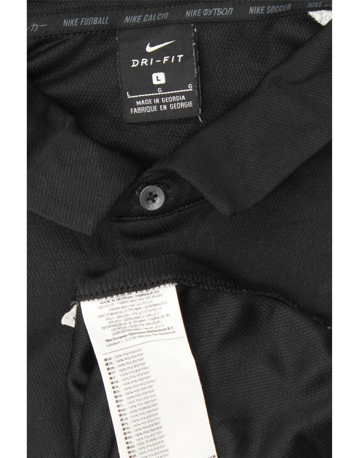 Męska koszulka polo Nike Dri Fit z grafiką, duża, czarna, poliestrowa z blokami kolorów