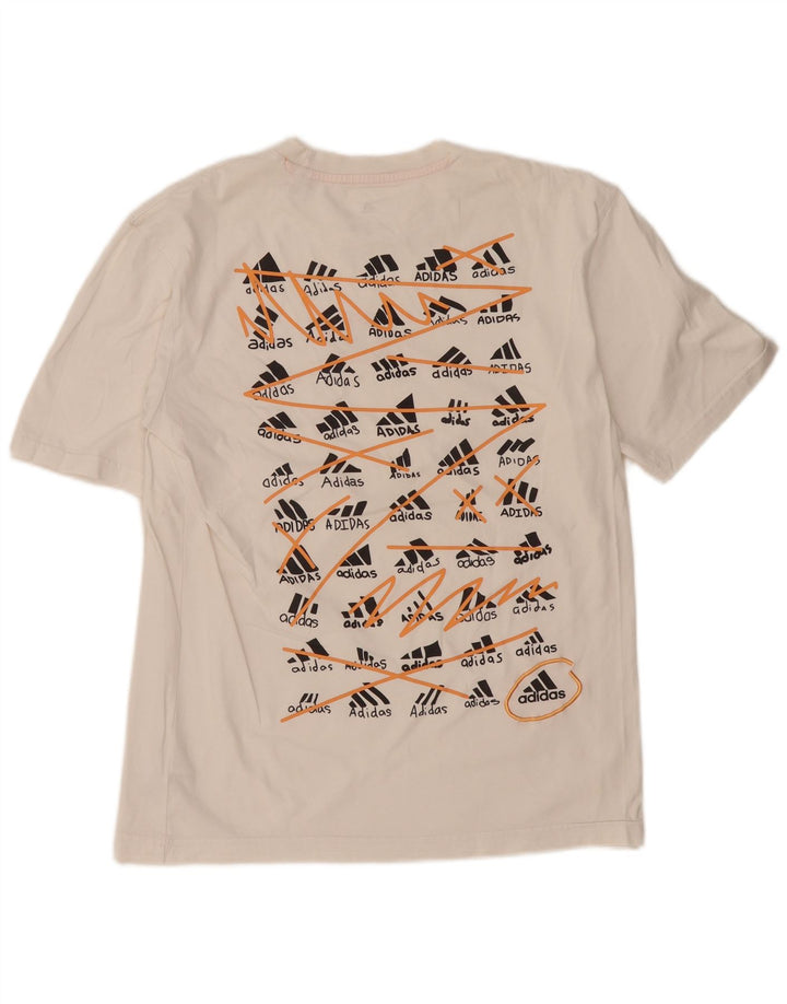 Męski T-shirt z grafiką ADIDAS, mały, biały, bawełniany