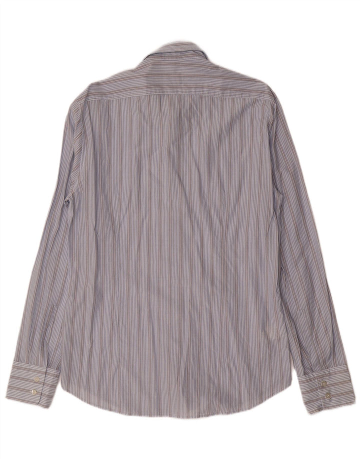 HUGO BOSS Mens Regular Fit Shirt Medium Blue Striped Cotton