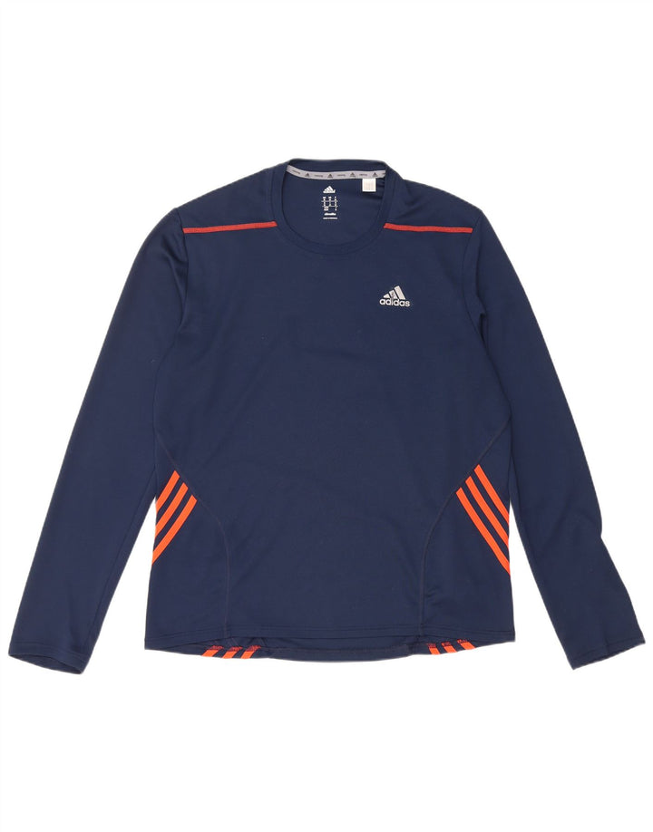Męska koszulka ADIDAS Climalite z długim rękawem, średni granatowy poliester