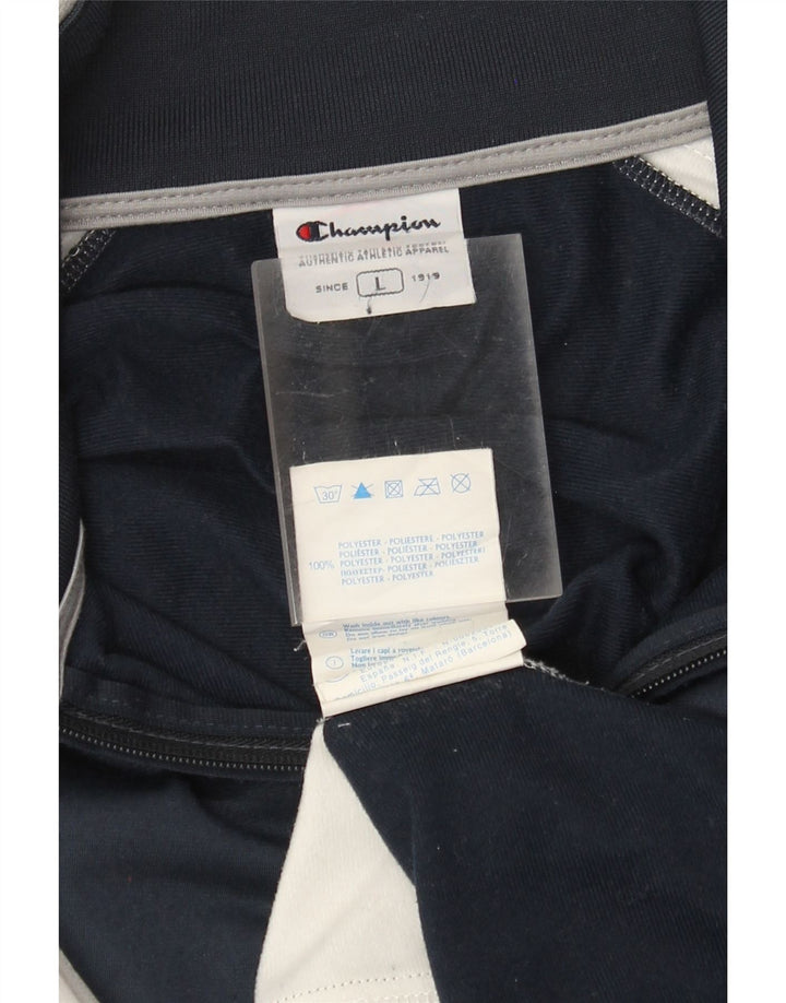 Męska kurtka dresowa Champion, duża, granatowa, z poliestru w blokach kolorów