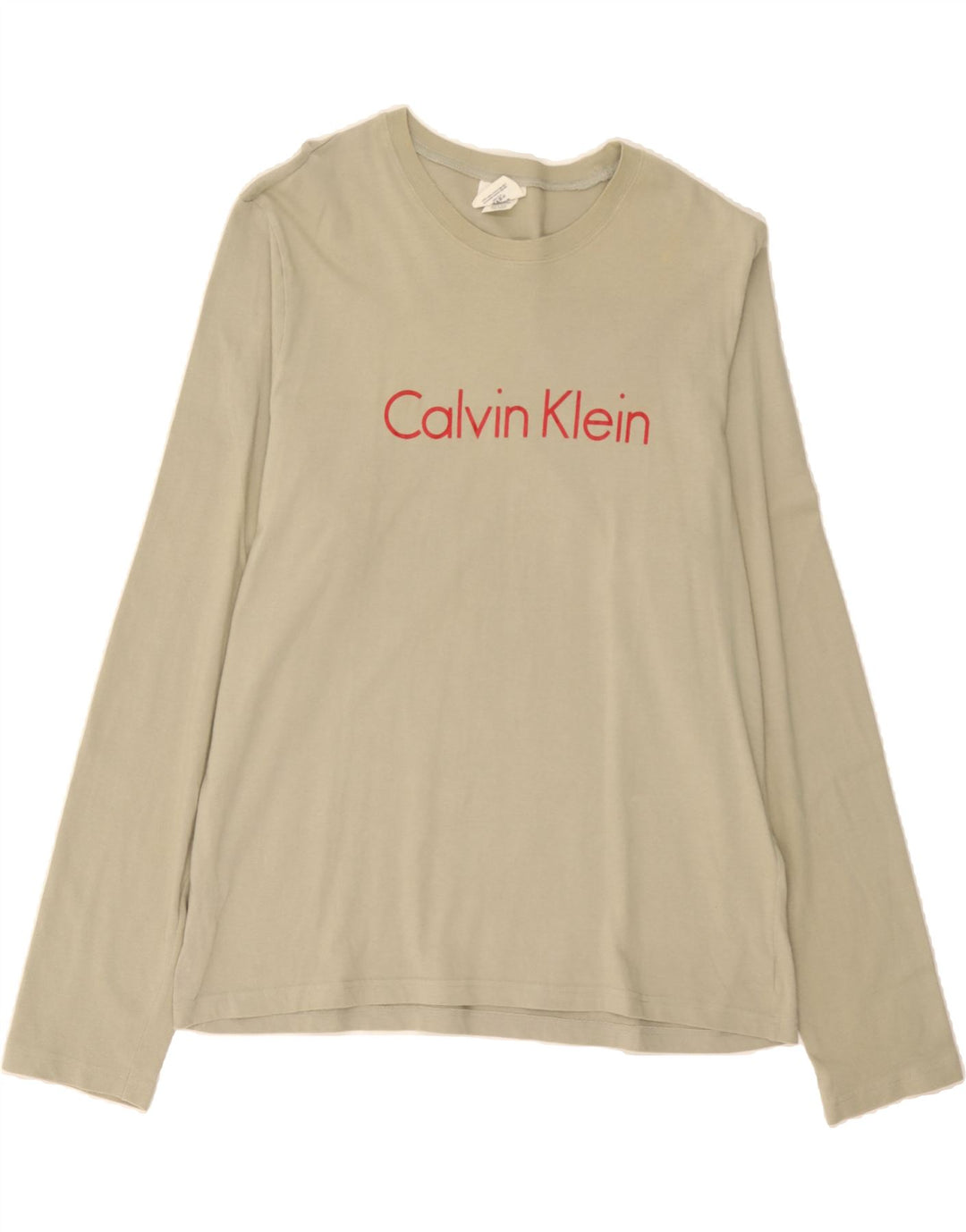 CALVIN KLEIN Mens Graphic Top Long Sleeve Large Grey Cotton Vintage Calvin Klein and Second-Hand Calvin Klein from Messina Hembry 