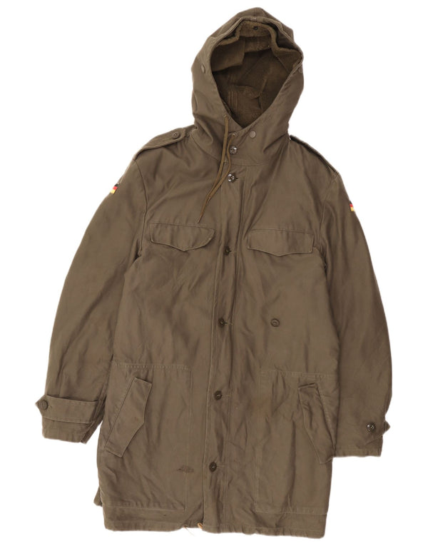 Vintage męska kurtka wojskowa z kapturem i kapturem UK 38 Medium Khaki Army