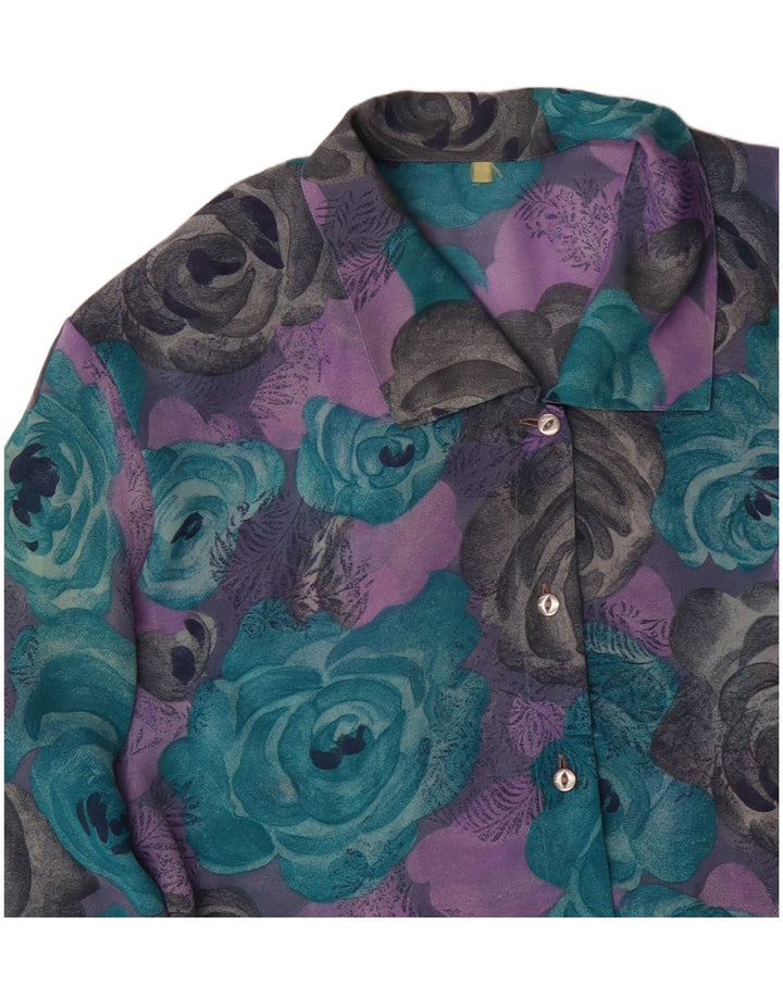 Damska bluzka koszulowa VINTAGE UK 18 XL wielokolorowe kwiaty