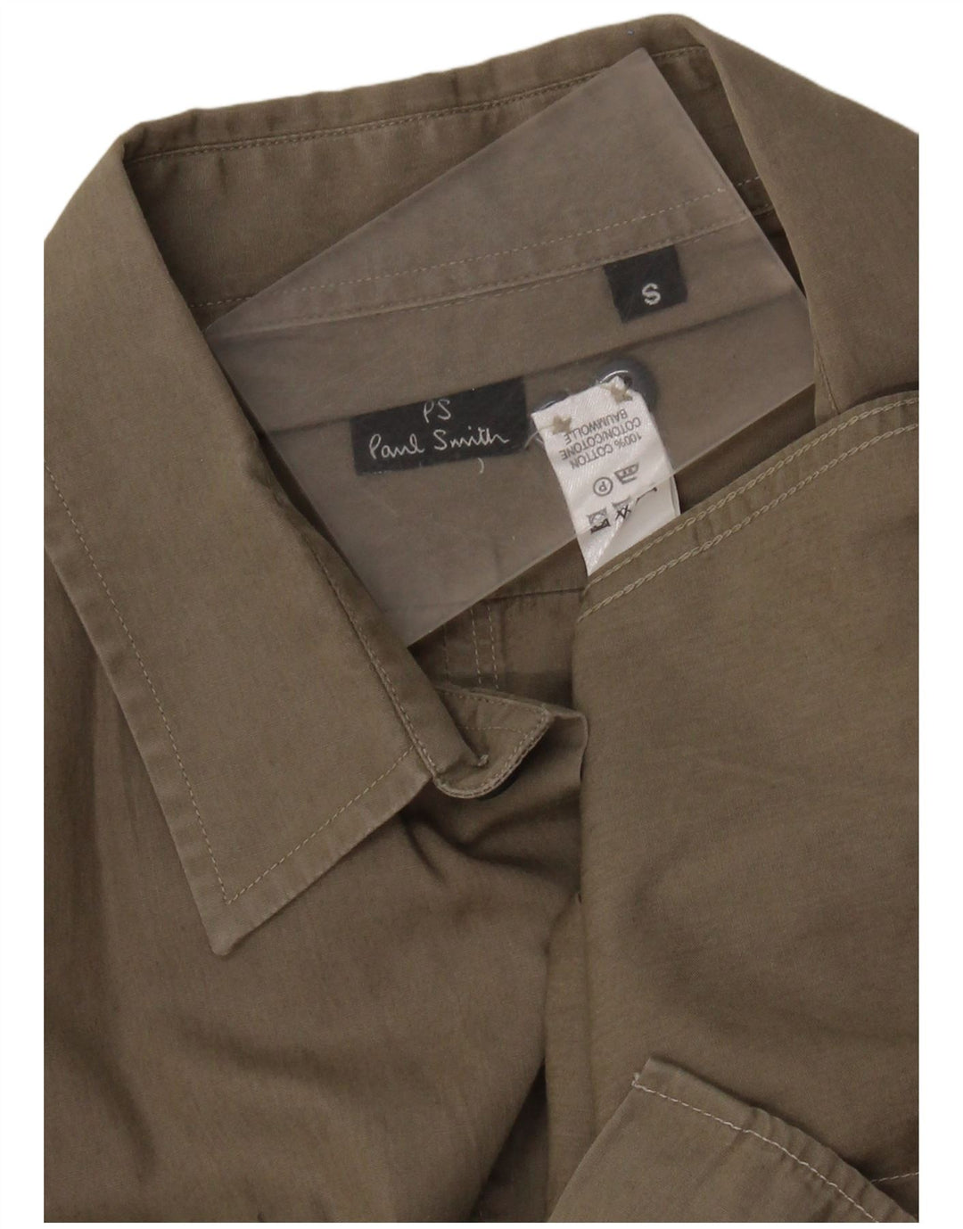 PAUL SMITH Męska koszula, mała, bawełniana khaki