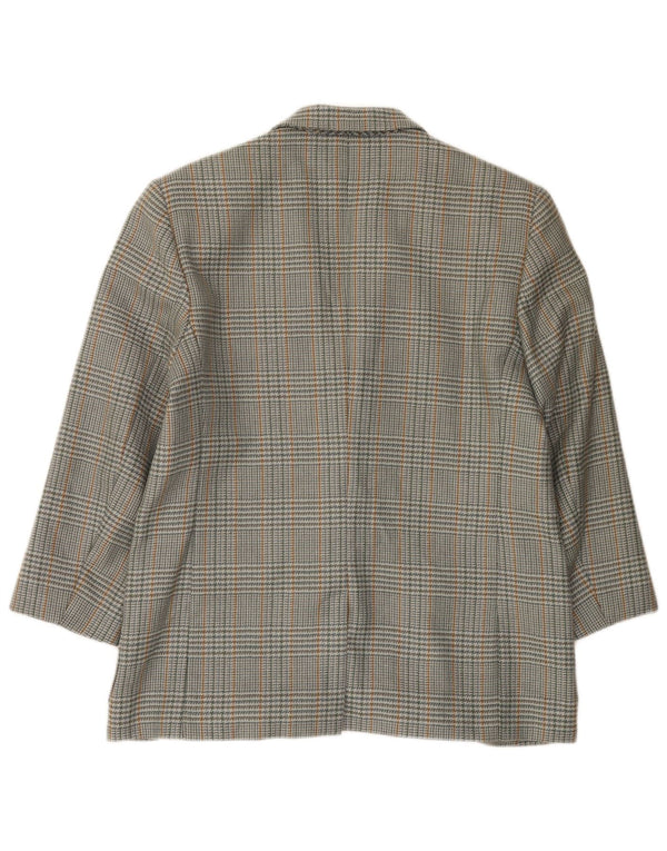 Vintage damska marynarka zapinana na 2 guziki IT 46, duża, szara wełna w pepitkę