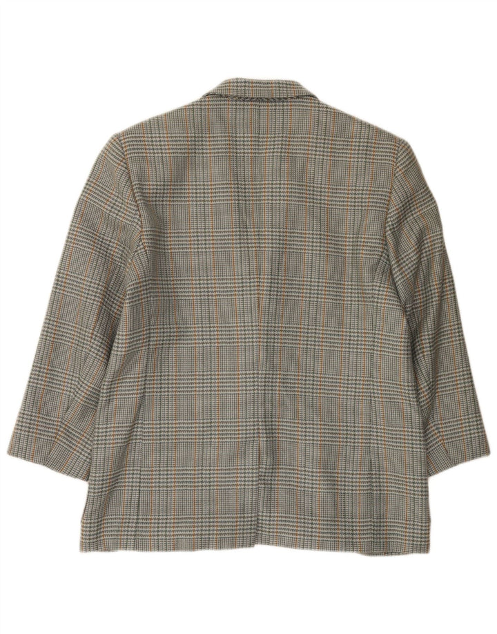 Vintage damska marynarka zapinana na 2 guziki IT 46, duża, szara wełna w pepitkę