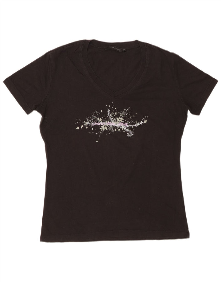 Damska koszulka graficzna CALVIN KLEIN JEANS Top UK 20 2XL czarna