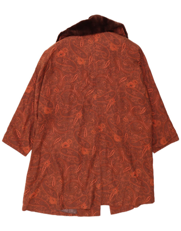 MICHAEL MORTELL Womens Oversized Overcoat UK 12 Medium Brown Paisley