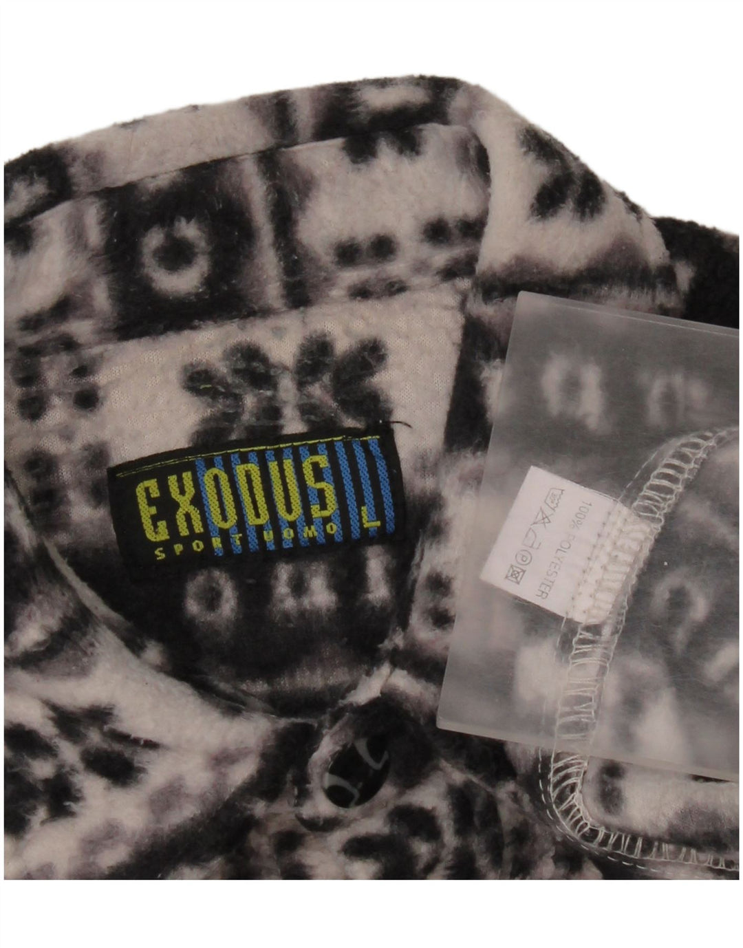 Męska koszula polarowa w stylu vintage, duża, czarna, z poliestru Fair Isle