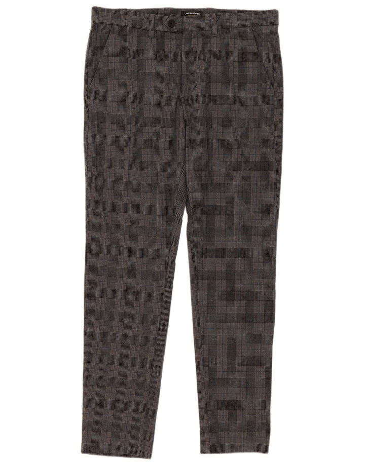 Męskie spodnie garniturowe Jack & Jones W33 L32 w szarą kratkę