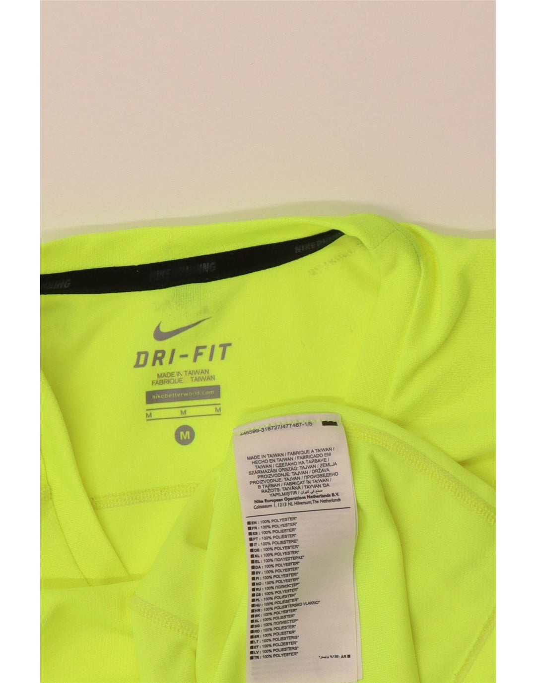 NIKE Mens Dri Fit T-Shirt Top Medium Yellow Polyester