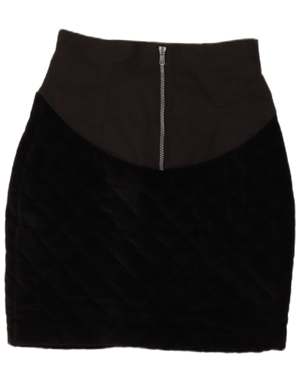 Vintage Womens High Waist Pencil Skirt US 2 XS W24 Black Cotton