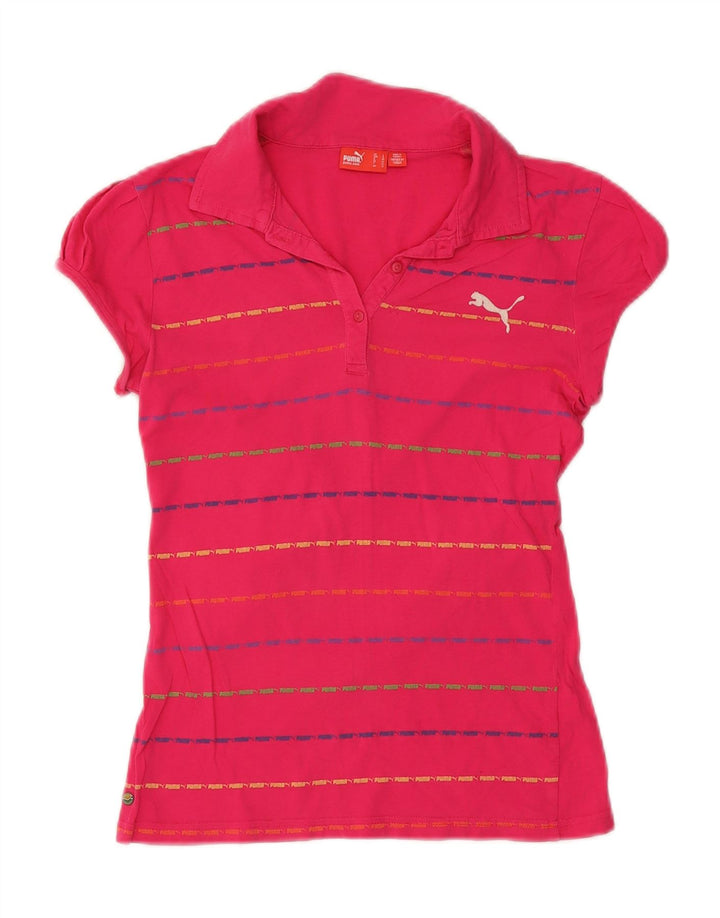 Damska koszulka polo Puma UK 14, duże, różowe paski