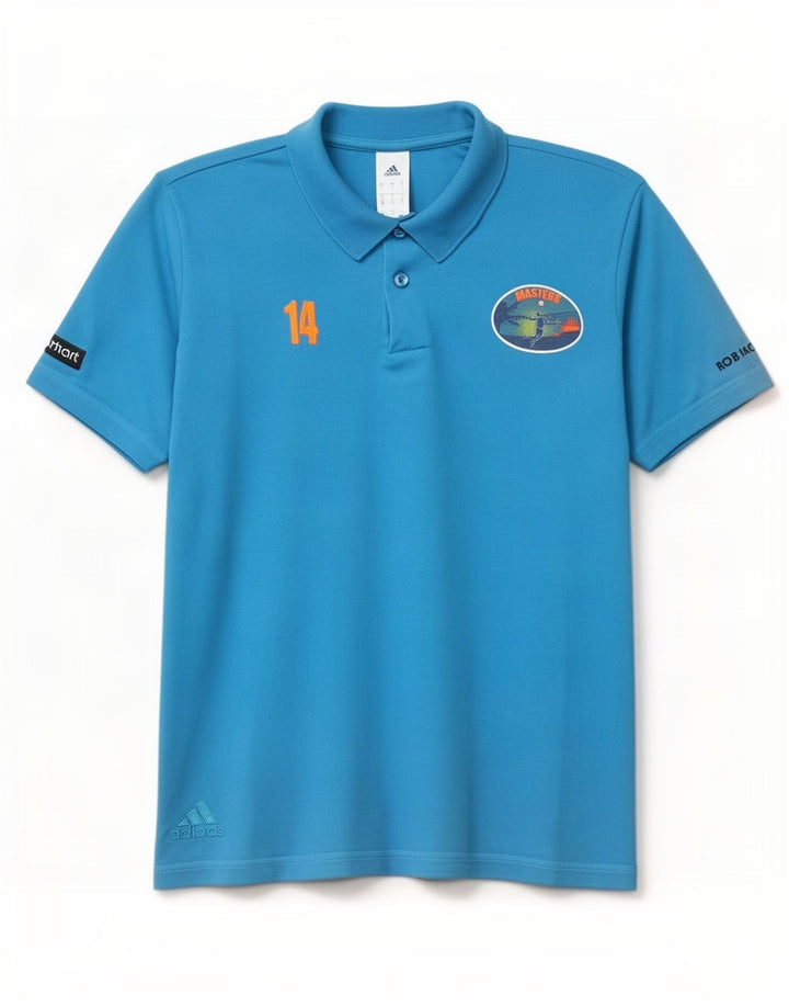 Męska koszulka polo Adidas z grafiką, duża, niebieska, bawełniana