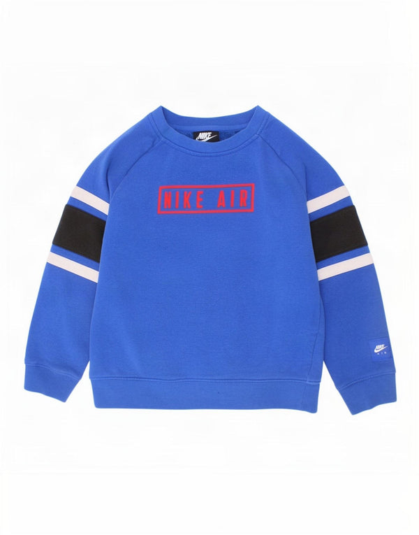 Chłopięca bluza dresowa Nike z grafiką, 6-7 lat, duża, niebieska, bawełniana z blokami kolorów