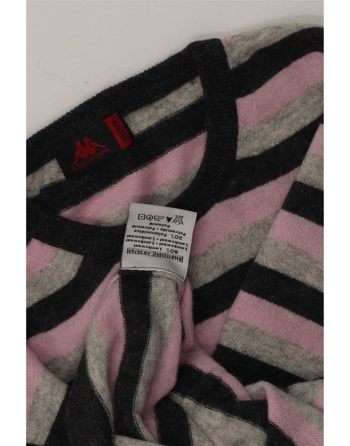 Męski sweter Kappa z okrągłym dekoltem i średnią różową wełną w paski