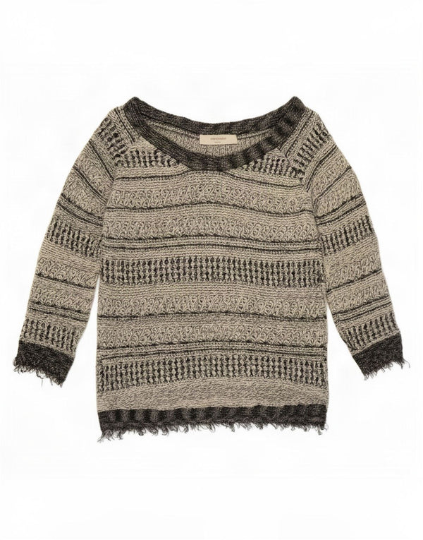 Damski sweter Zara z dekoltem w łódkę UK 14, duże szare paski