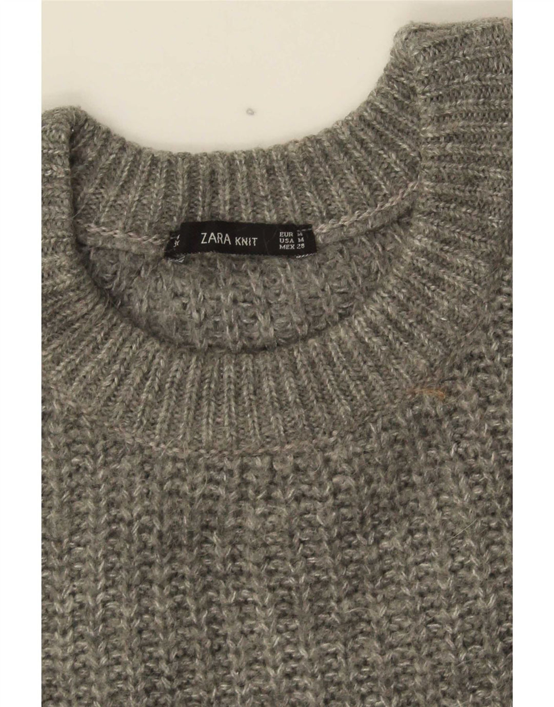 Damski sweter oversize Zara z okrągłym dekoltem UK 14, średni szary