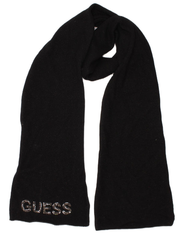 GUESS Womens Graphic Knit Rectangle Scarf One Size L80 Black Designer