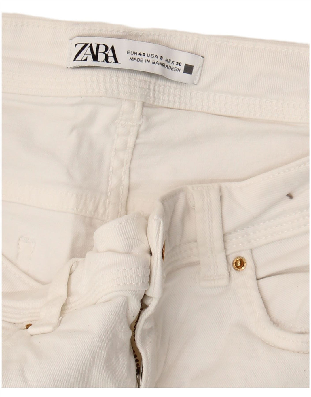 Damskie jeansy Zara Crop Skinny EU 40 Medium W30 L26 Białe