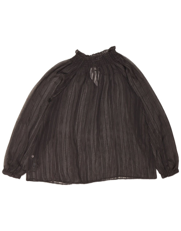 Marks & Spencer Damski oversize'owy top z długim rękawem, prześwitujący, UK 6 XS, czarny