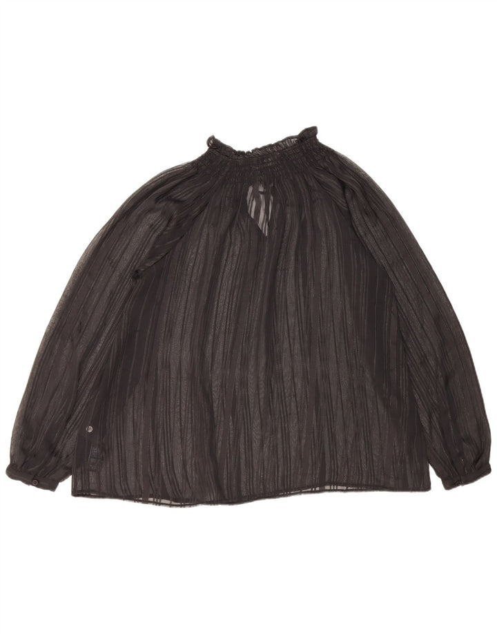 Marks & Spencer Damski oversize'owy top z długim rękawem, prześwitujący, UK 6 XS, czarny