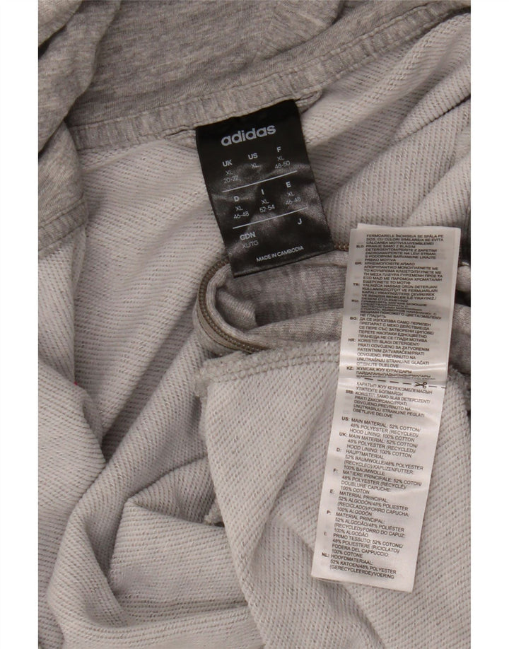 Damski sweter ADIDAS z kapturem i zamkiem, UK 20/22 XL, szara, nakrapiana bawełna